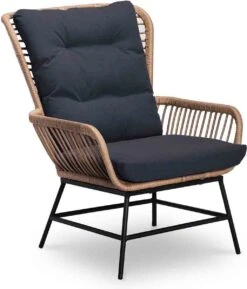 BUITEN Living Dex Wicker Loungestoel Tuin Incl. Wicker Voetenbank | Wicker + Aluminium | Bamboe Antraciet -Tuinartikelen Winkel 1025x1200