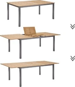 NATERIAL - Uitschuifbare Tuintafel ORIS - Uitschuifbare Tafel Voor 6 Tot 8 Personen - 180-240x100 Cm - Aluminium - Hout Eucalyptus 11 NATERIAL - Uitschuifbare Tuintafel ORIS - Uitschuifbare Tafel Voor 6 Tot 8 Personen - 180-240x100 Cm - Aluminium - Hout Eucalyptus -Tuinartikelen Winkel 1049x1200