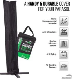 MaxxGarden Parasolhoes - Afdekhoes Voor Zweefparasol - Beschermhoes - 200-400 Cm - Met Rits En Trekkoord - Zwart -Tuinartikelen Winkel 1105x1200