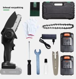 Mardin Mini Kettingzaag - Snoeizaag - Kettingzaag - Kettingzaag Electrisch Met 2 Accu - Inclusief Koffer - 1 Extra Accu - Zwart -Tuinartikelen Winkel 1151x1200