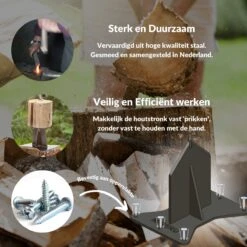 Miseru Houtklover – Geen Bijl Nodig – No Axe - Houtsplijter – Houtkliever – HANDMADE In Holland - Houtklover Voor Aanmaakhout – Metaal -Tuinartikelen Winkel 1200x1200 293